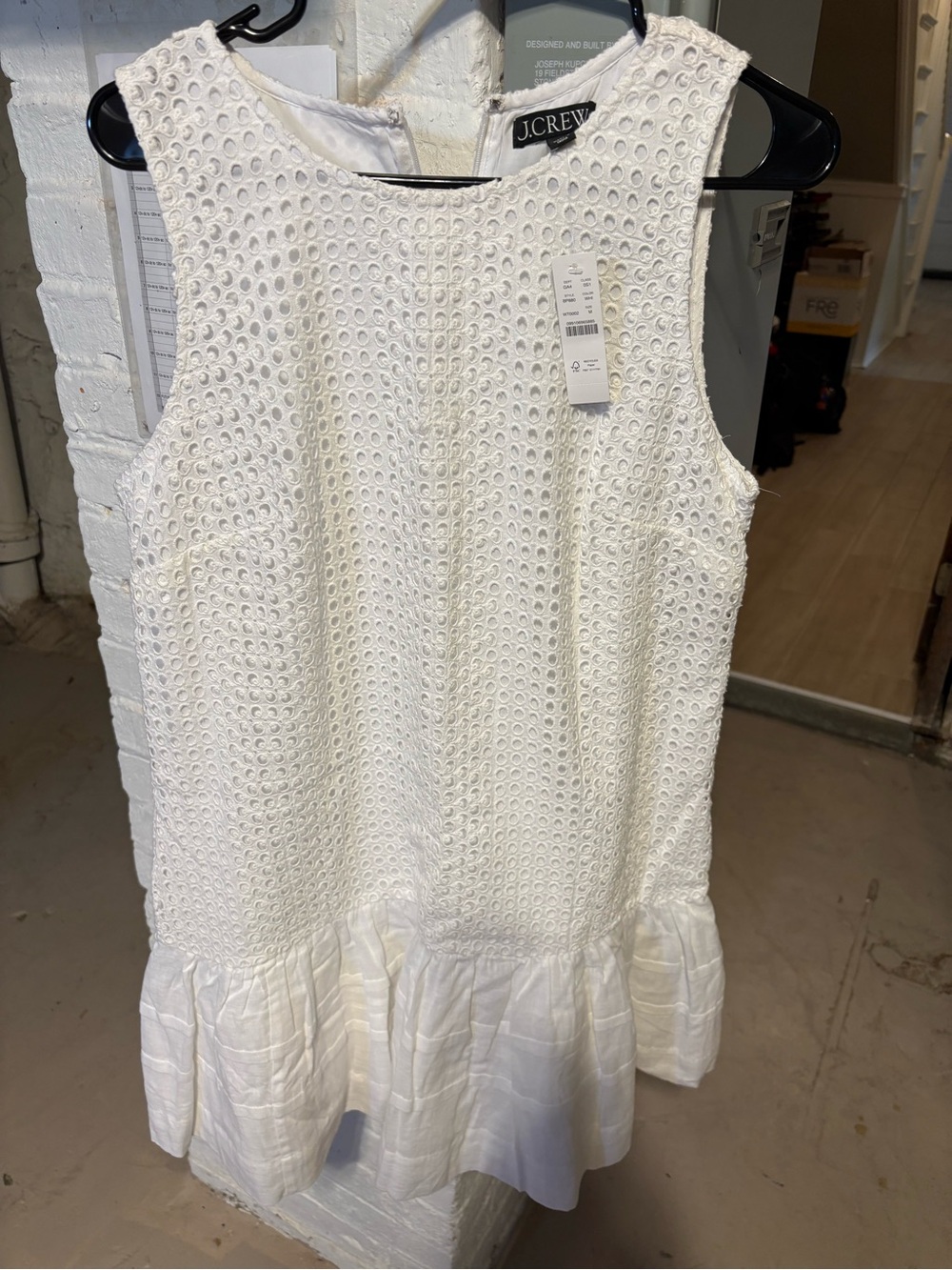J.Crew White Eyelet Ruffle Hem Dress